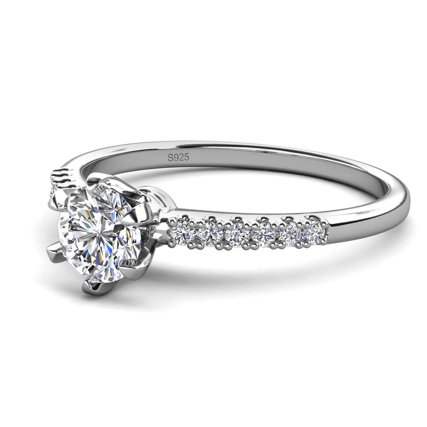 Anillo Hyadum Plata 925 con Moissanita de 0.5 Quilate
