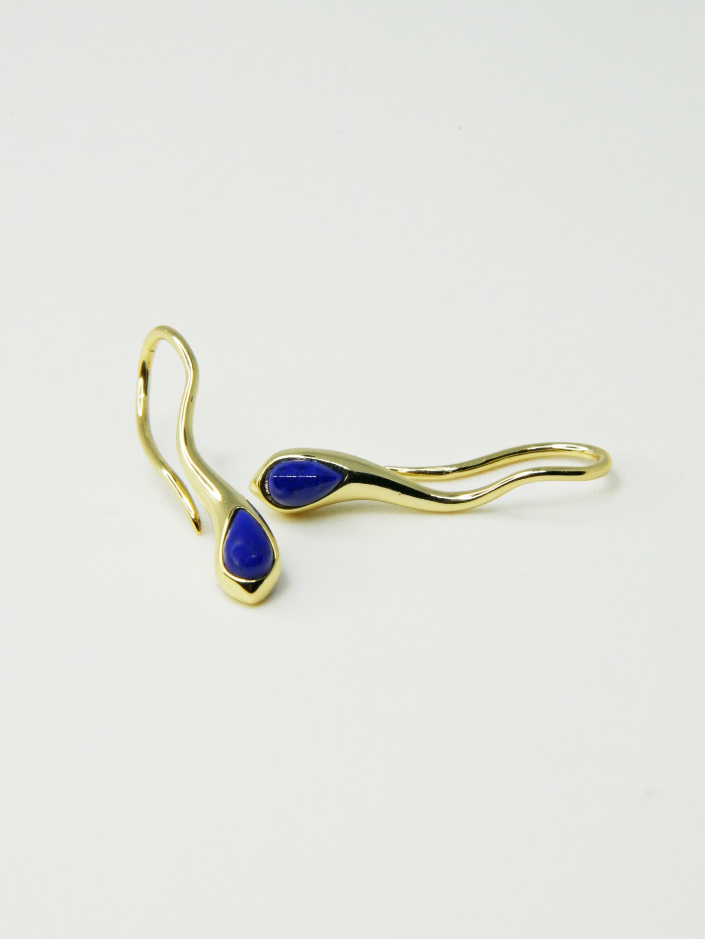 Aros LAPIS LAZULI Plata Italiana Enchapada en Oro 14K