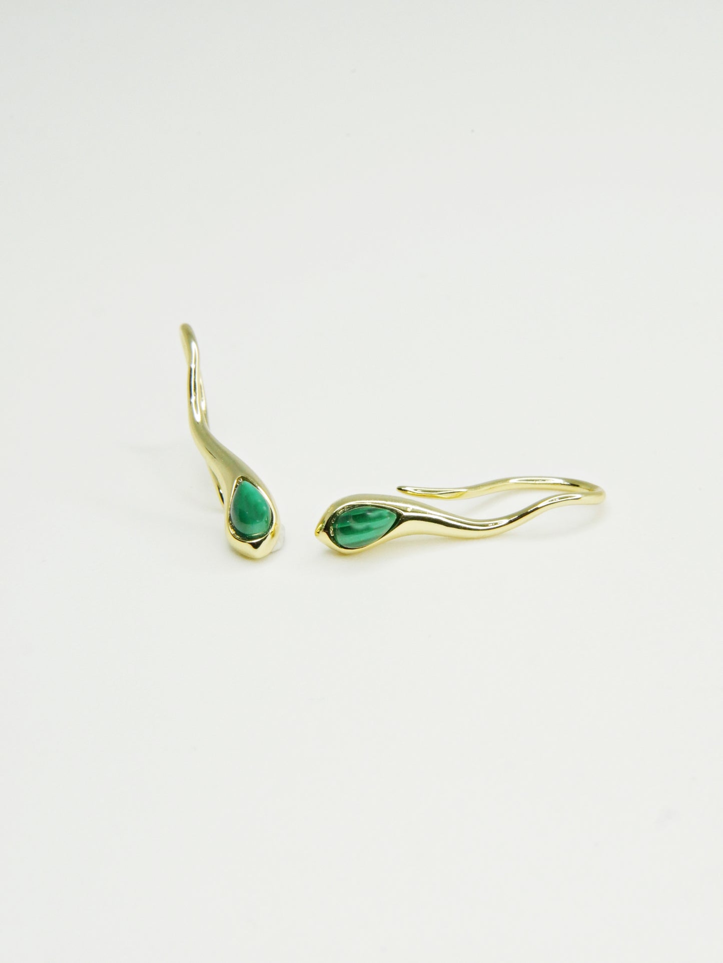 Aros MALACHITE Plata Italiana Enchapada en Oro 14K