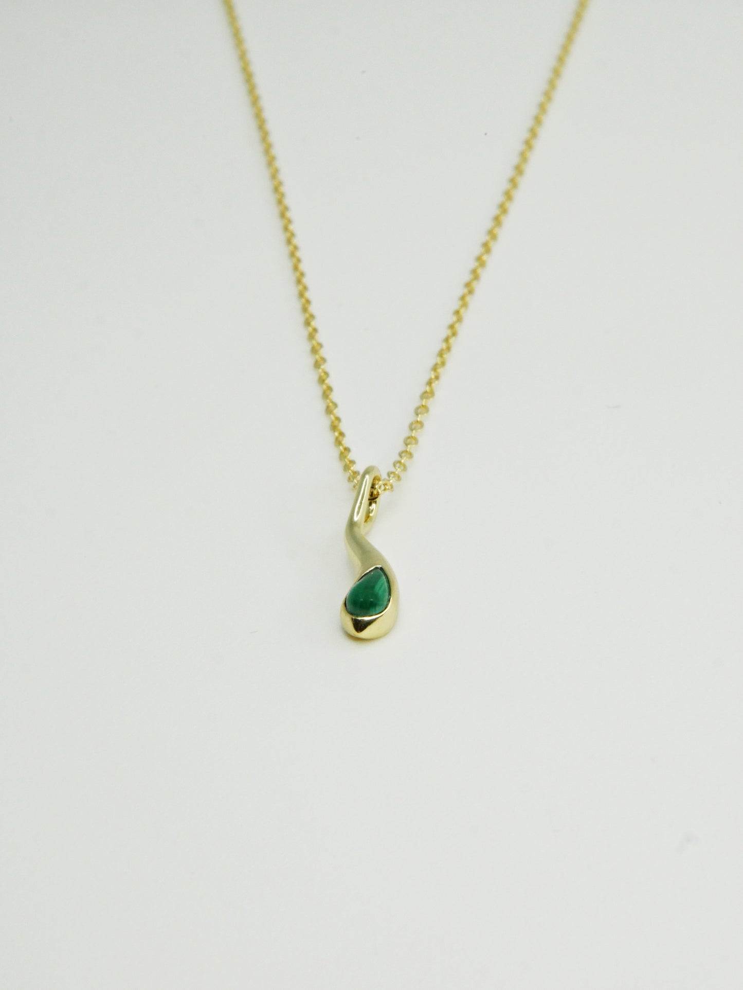 Colgante MALACHITE Plata Italiana Enchapada en Oro 14K