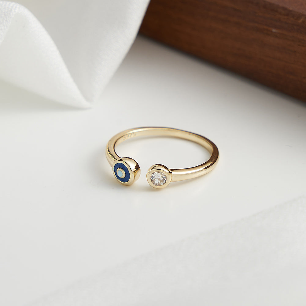 Anillo Plata Italiana 925 bañado en Oro de 14K con Cristal Austriaco. Ajustable