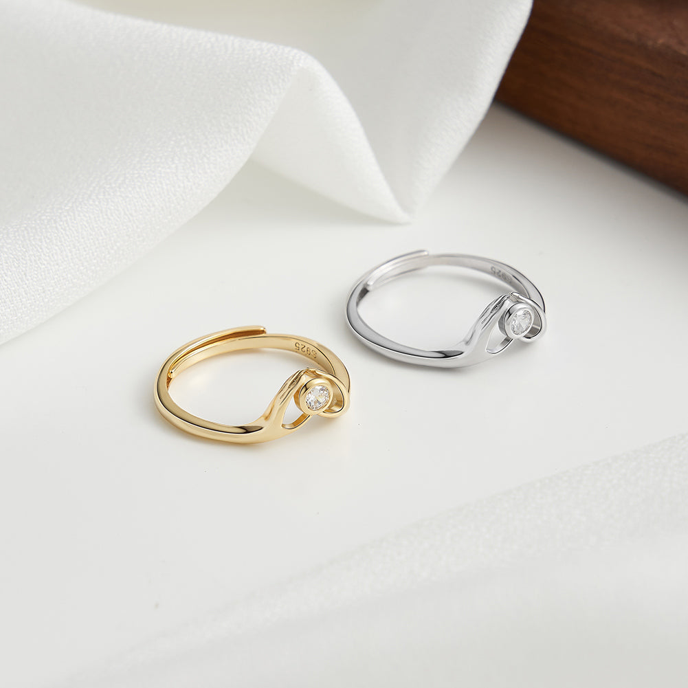 Anillo Plata Italiana 925 Rodinado y Cristal Austriaco