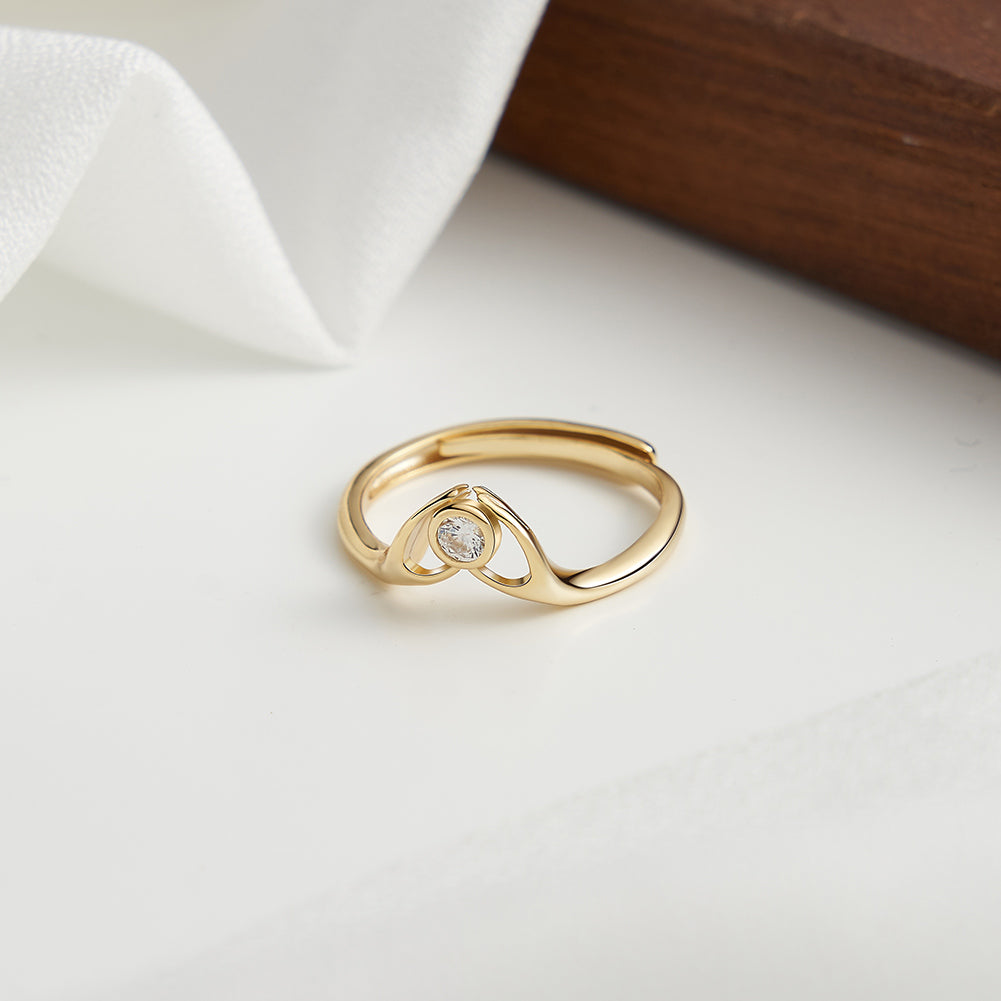 Anillo Plata Italiana 925 bañado en Oro de 14K con Cristal Austriaco. Ajustable