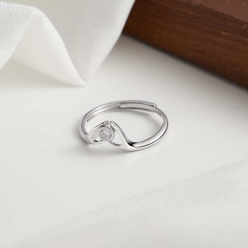 Anillo Plata Italiana 925 Rodinado y Cristal Austriaco