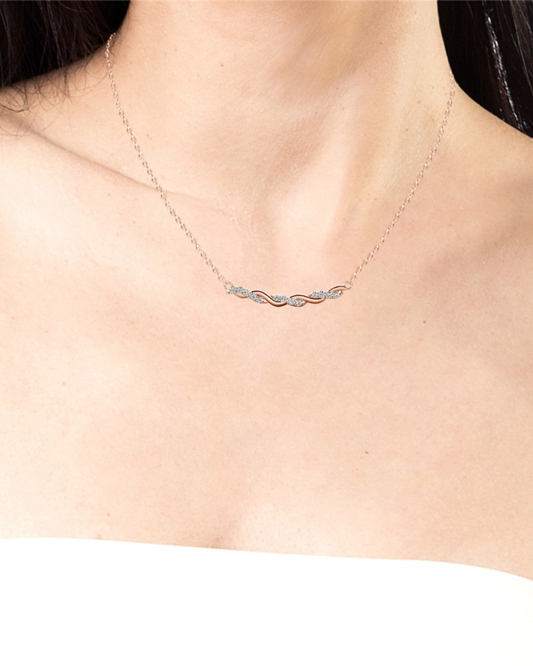 Collar STEROPE ROUGE Plata 925 Bañada en Oro Rosa con Moissanita 0.02 Quilate