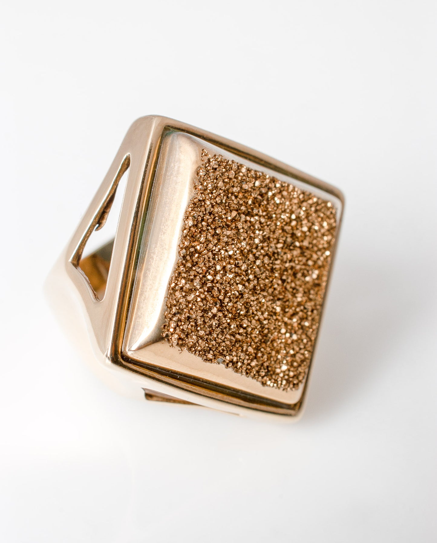 Anillo Drusa Metalizada Baño Oro 18k