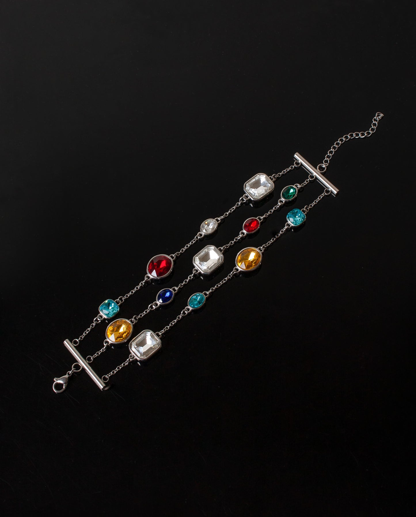 Pulsera Baño de Rodio y Cristales Checos