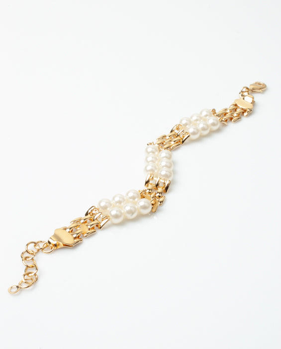 Pulsera Perlas Baño de Oro 18k