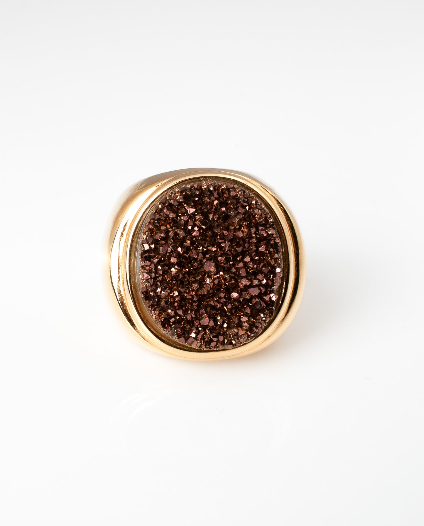 Anillo Drusa Metalizada Baño Oro 18k