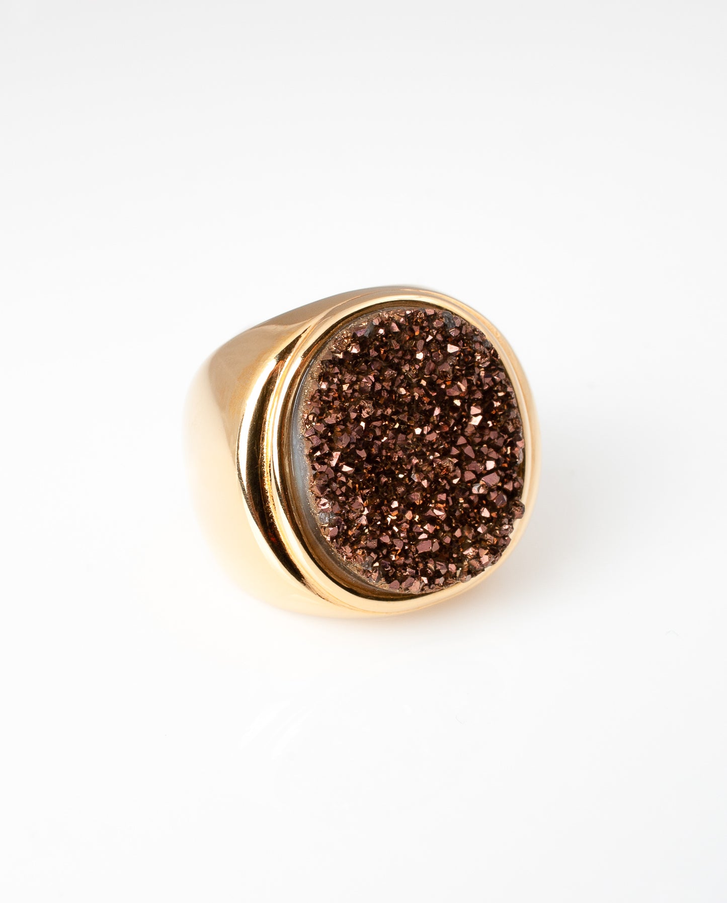 Anillo Drusa Metalizada Baño Oro 18k