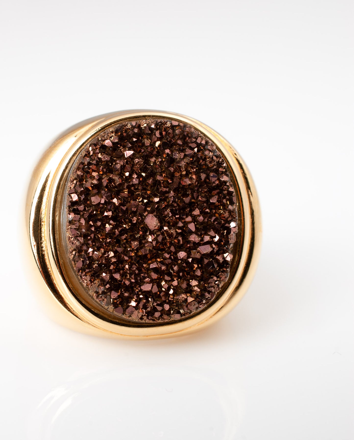 Anillo Drusa Metalizada Baño Oro 18k