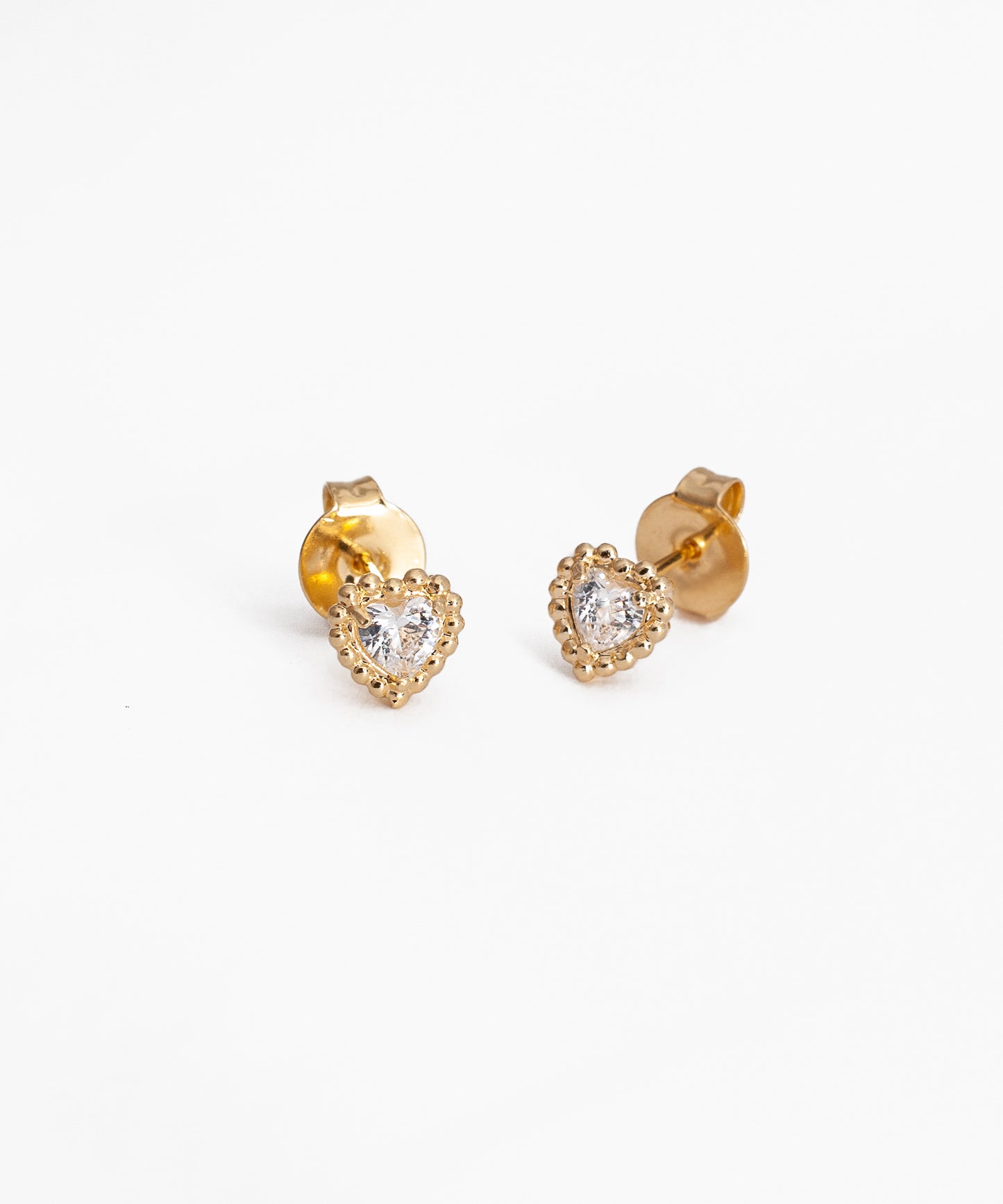 Aros Punto de Luz corazón Baño de Oro 18k 7mm
