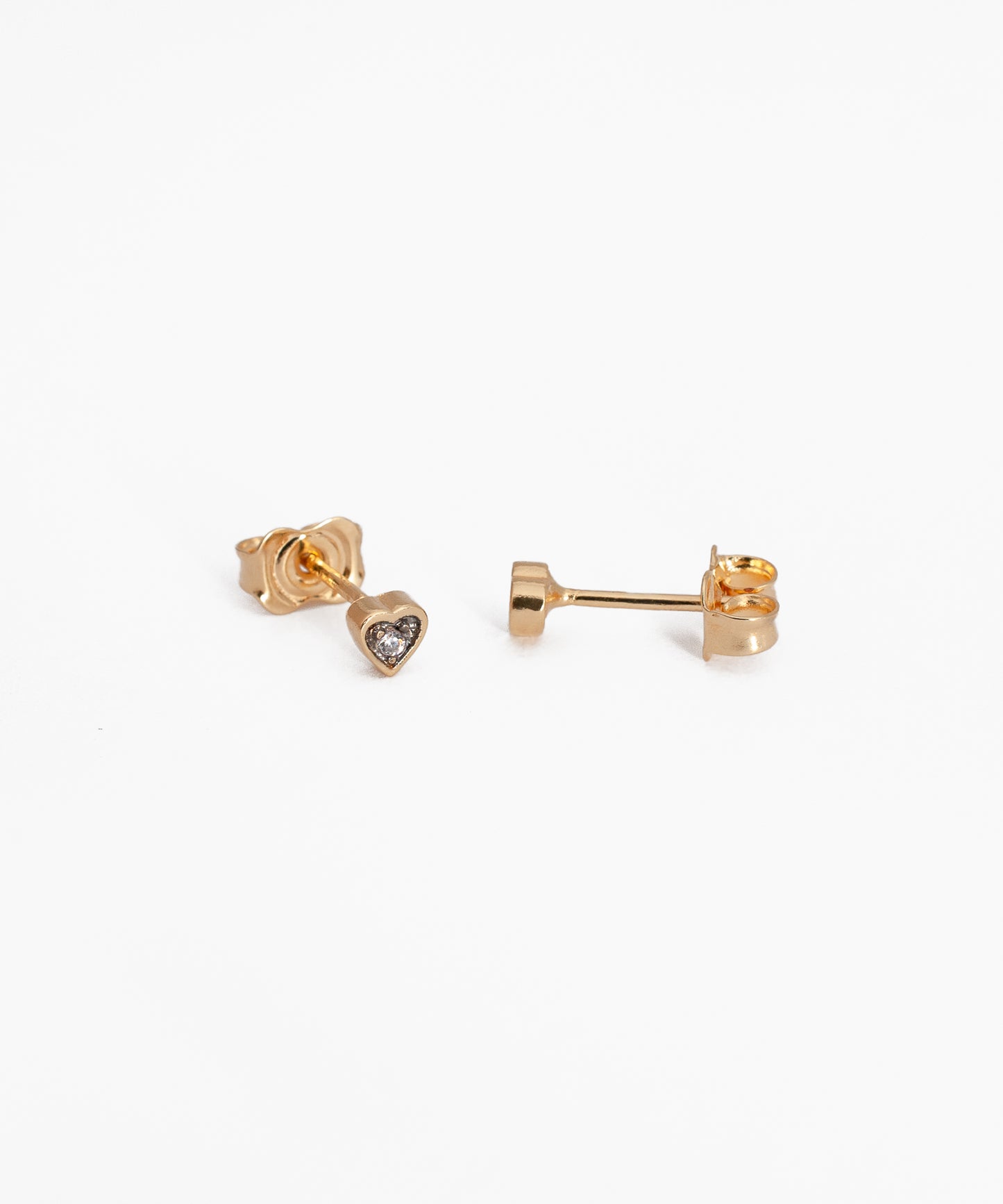 MINI Aros Punto de Luz corazón Baño de Oro 18k 3mm (Blanco)