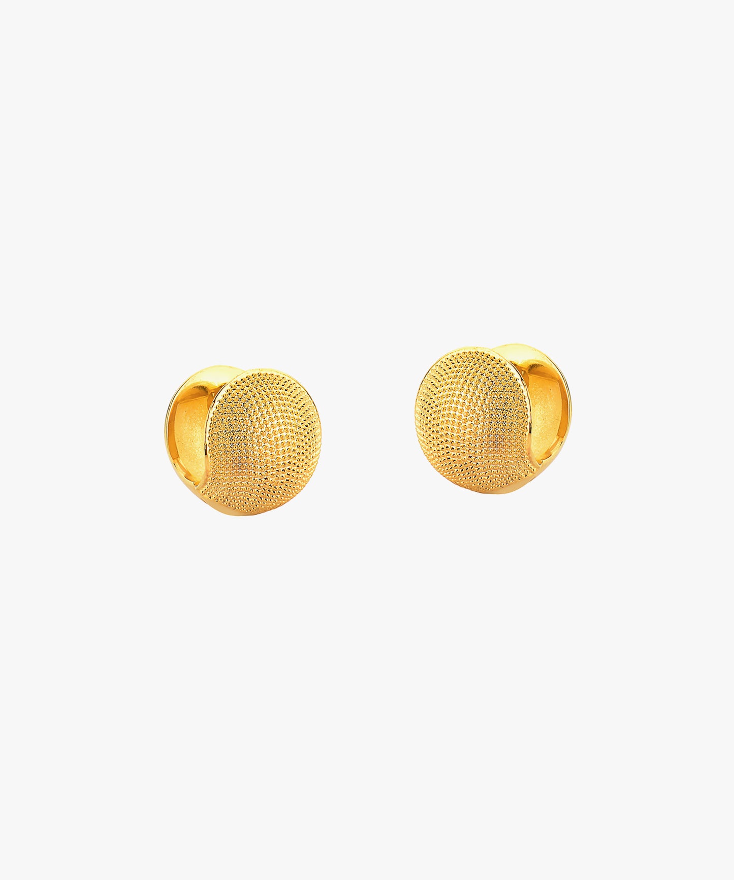 Aros click Bola textura Baño de Oro 18k