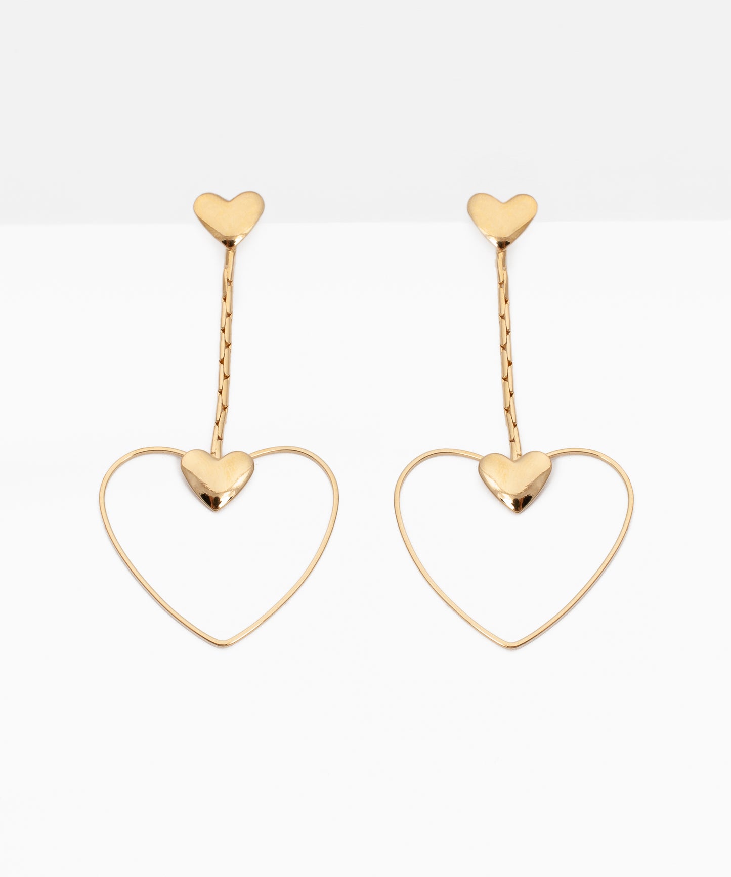 Aros Corazón Baño de Oro 18k
