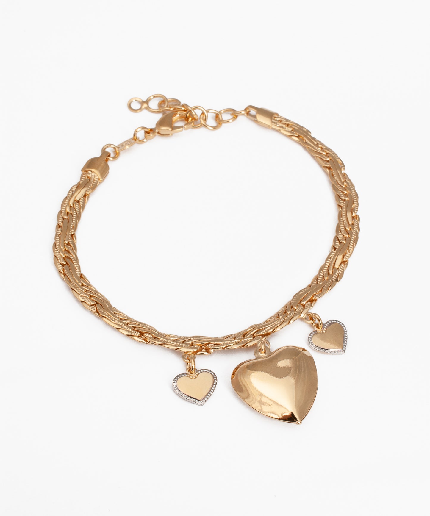 Pulsera corazones con Baño de Oro 18k