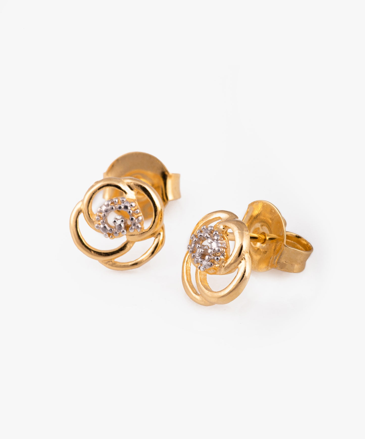 Aros Flor con Baño de Oro 18k