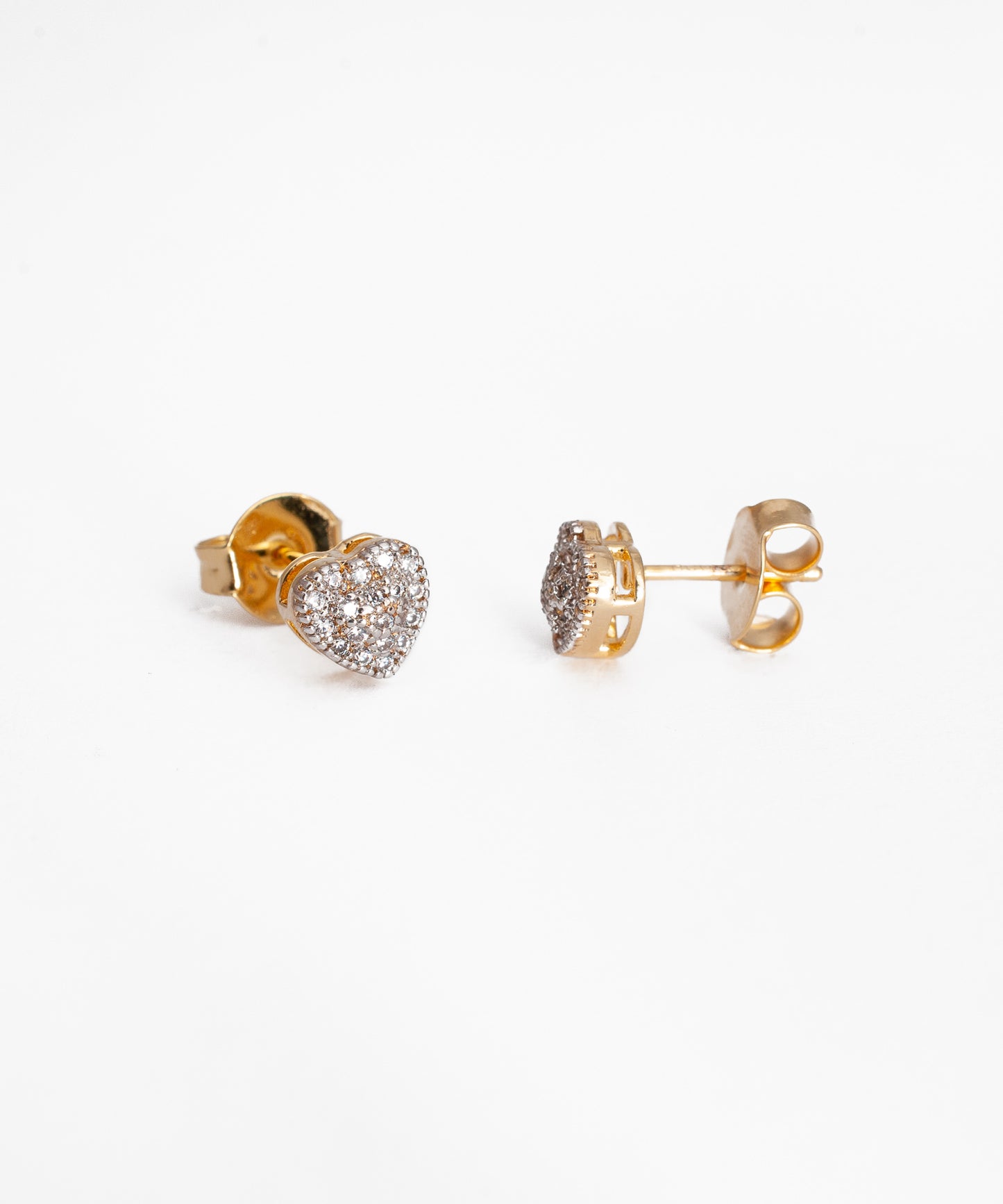 Aros Stud Corazón Baño de Oro 18k