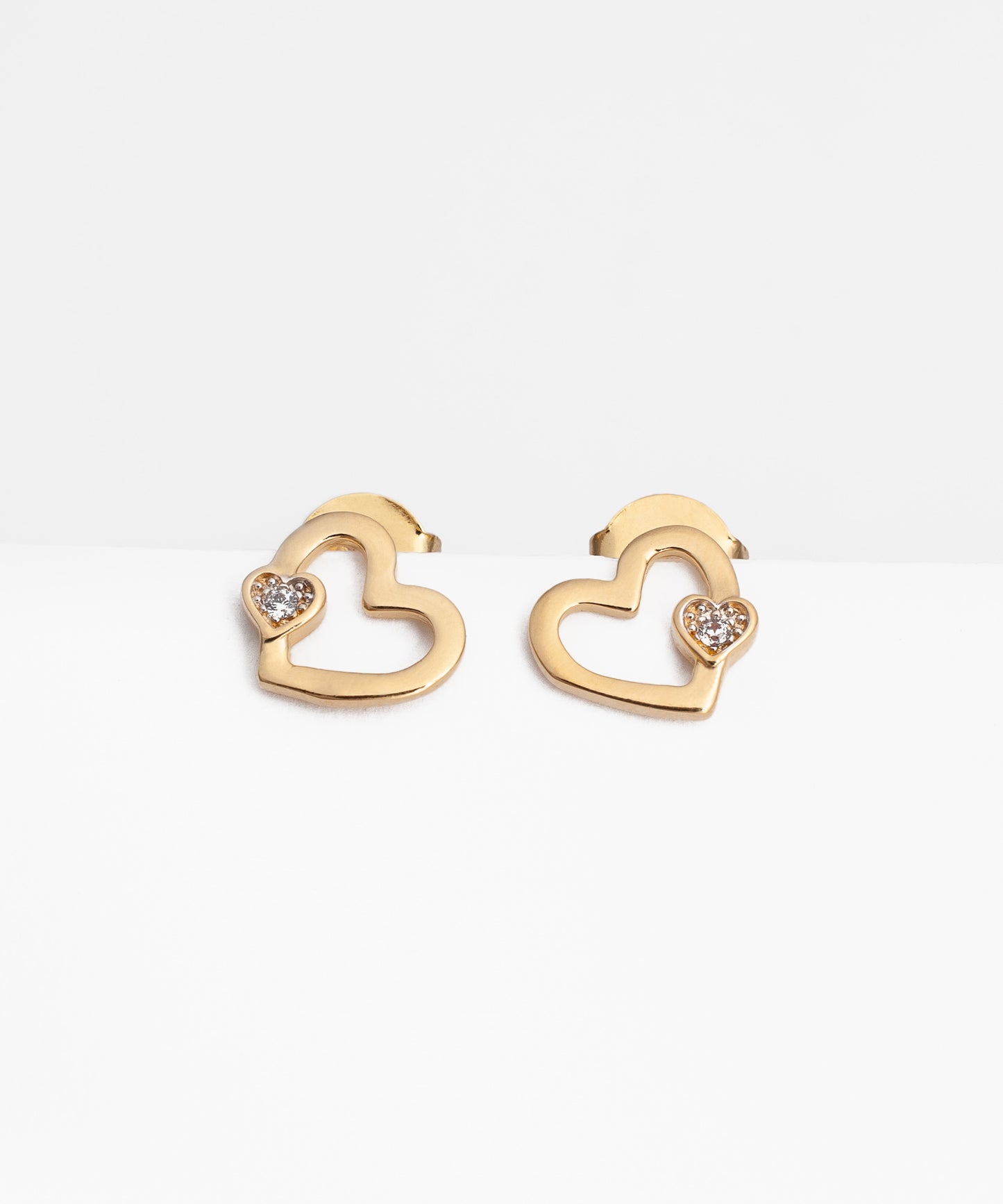 Aros Corazón Baño de Oro 18k
