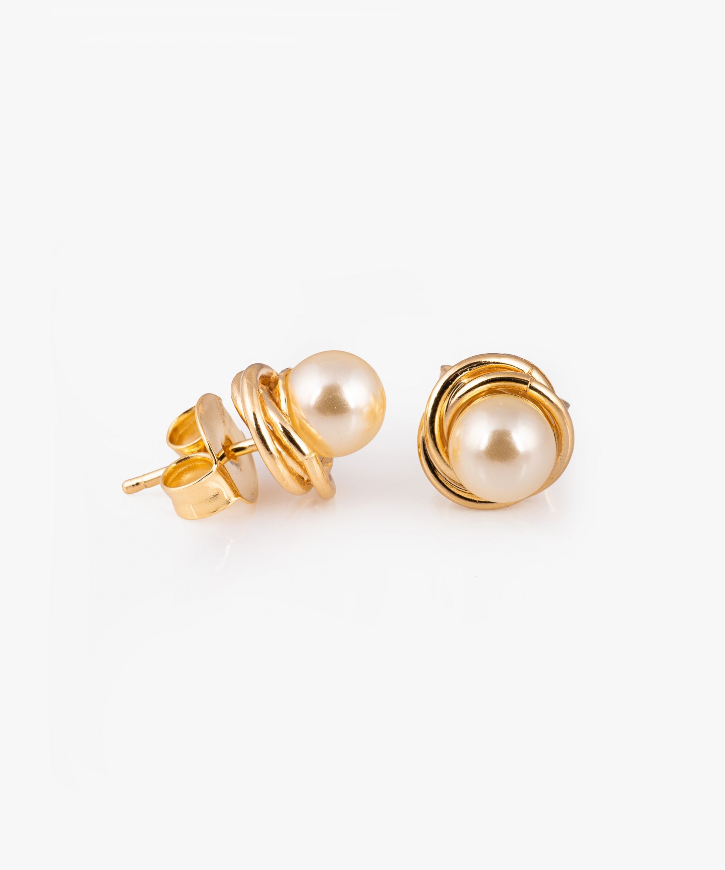 Aros Stud perla Baño de Oro 18k