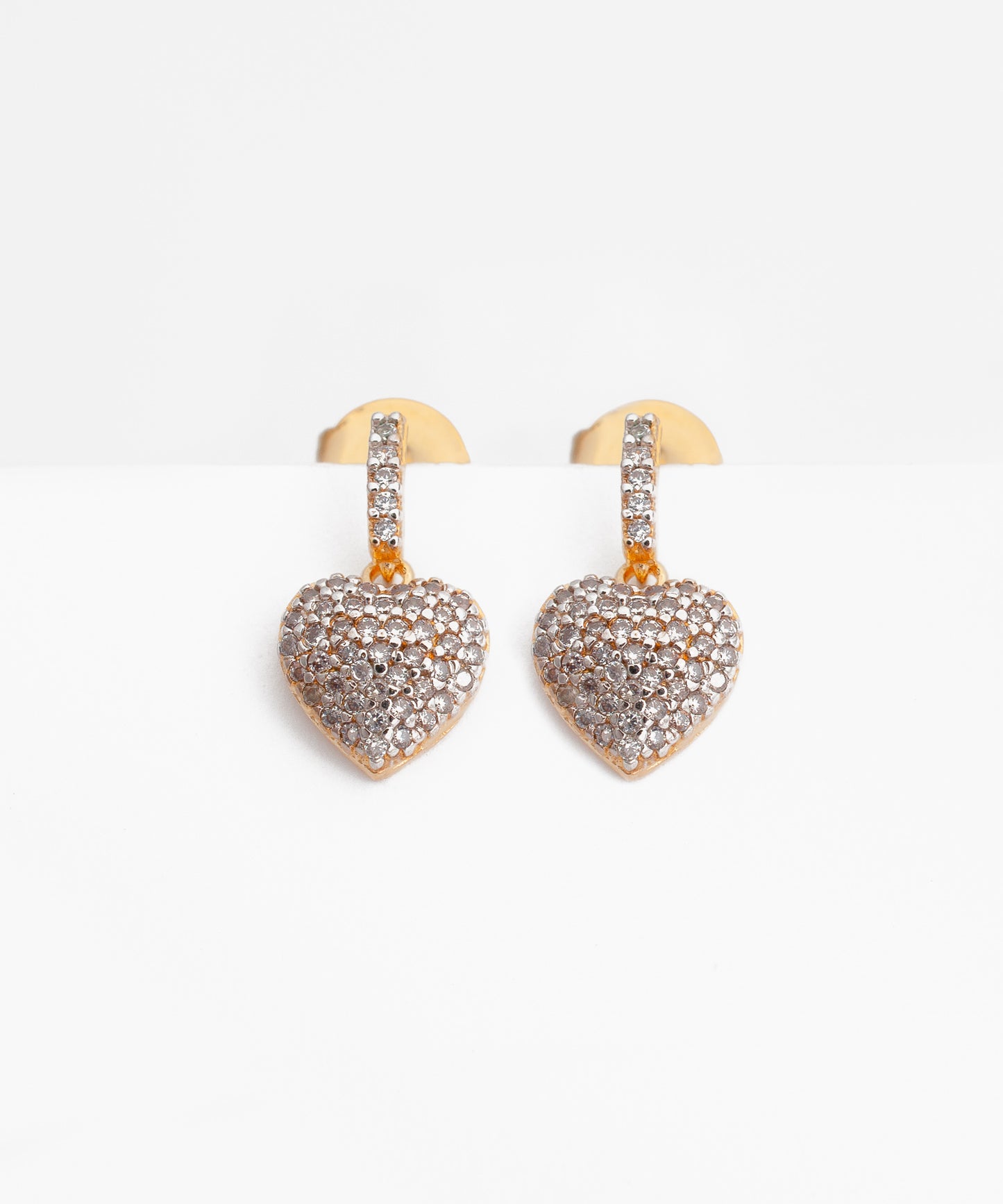 Aros Corazón Baño de Oro 18k
