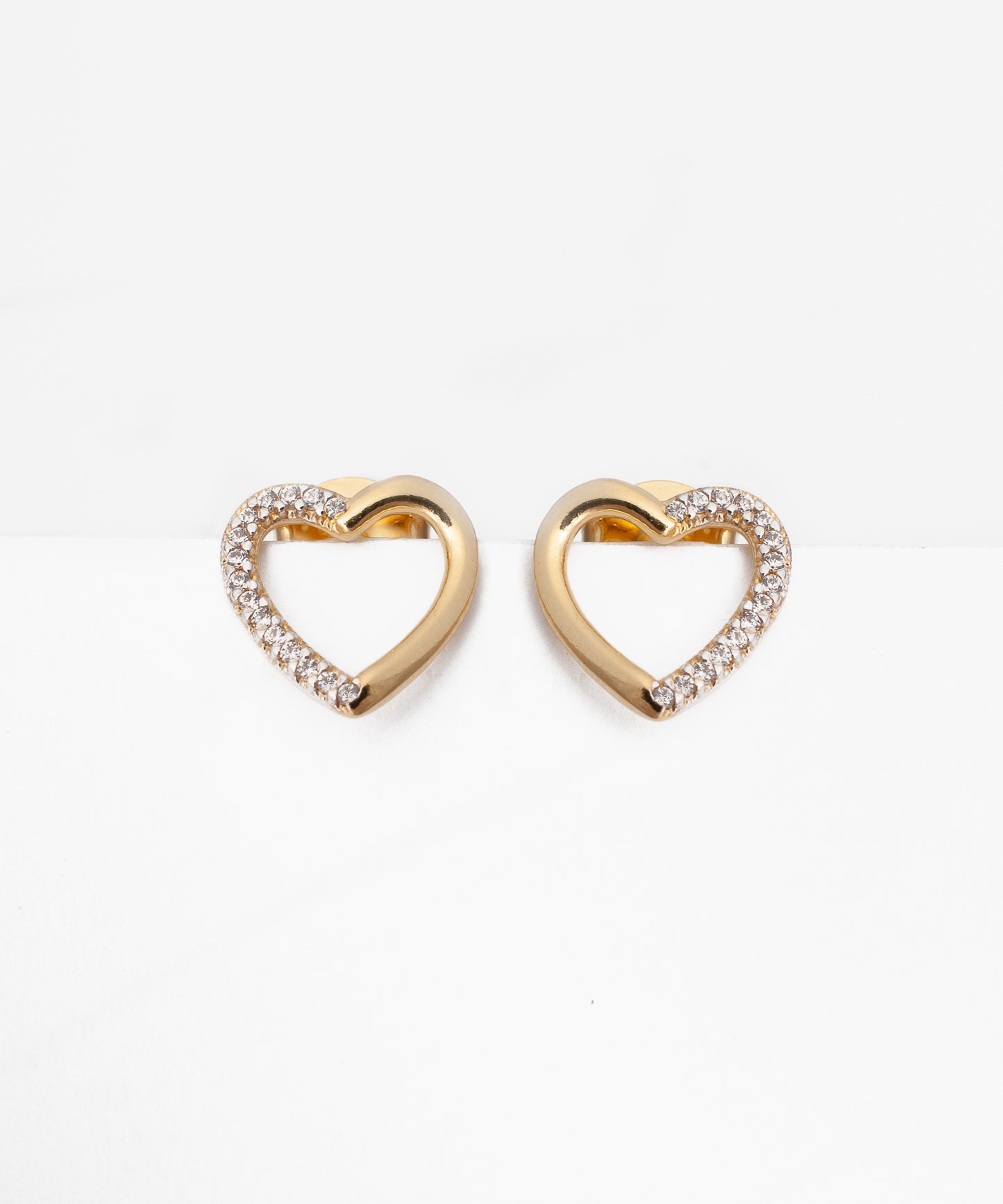 Aros Corazón Baño de Oro 18k