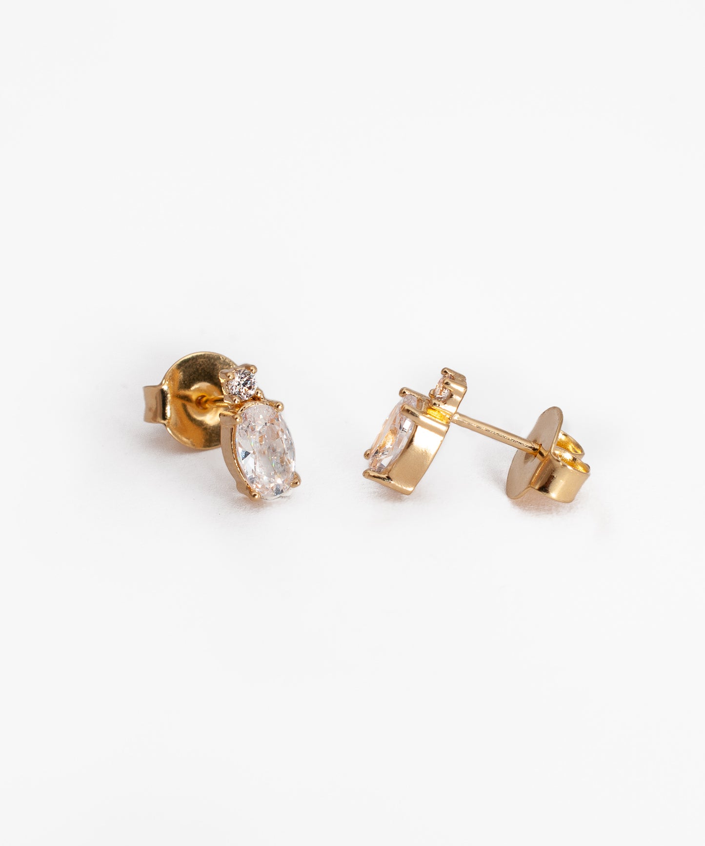 Aros MARIE Punto de Luz Baño de Oro 18k 8mm (Blanco)