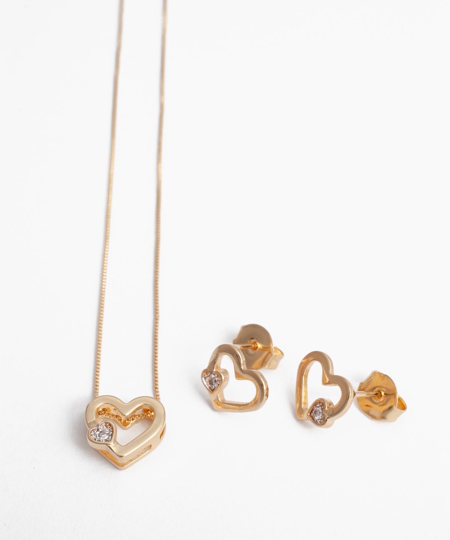 Conjunto Corazón Baño de Oro 18K