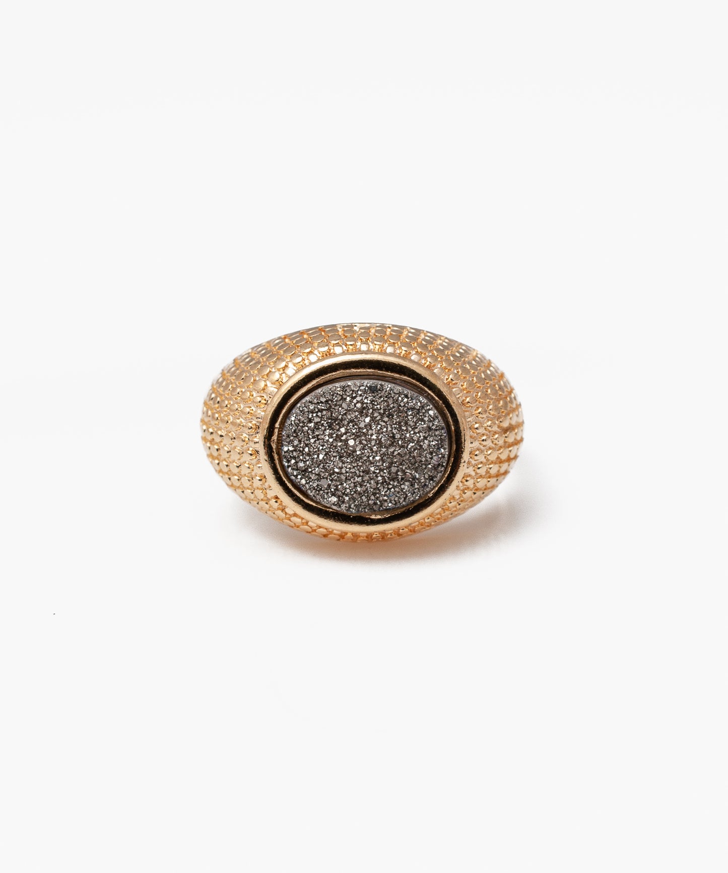 Anillo HEDRA Drusa Metalizada Titanio Baño Oro 18k