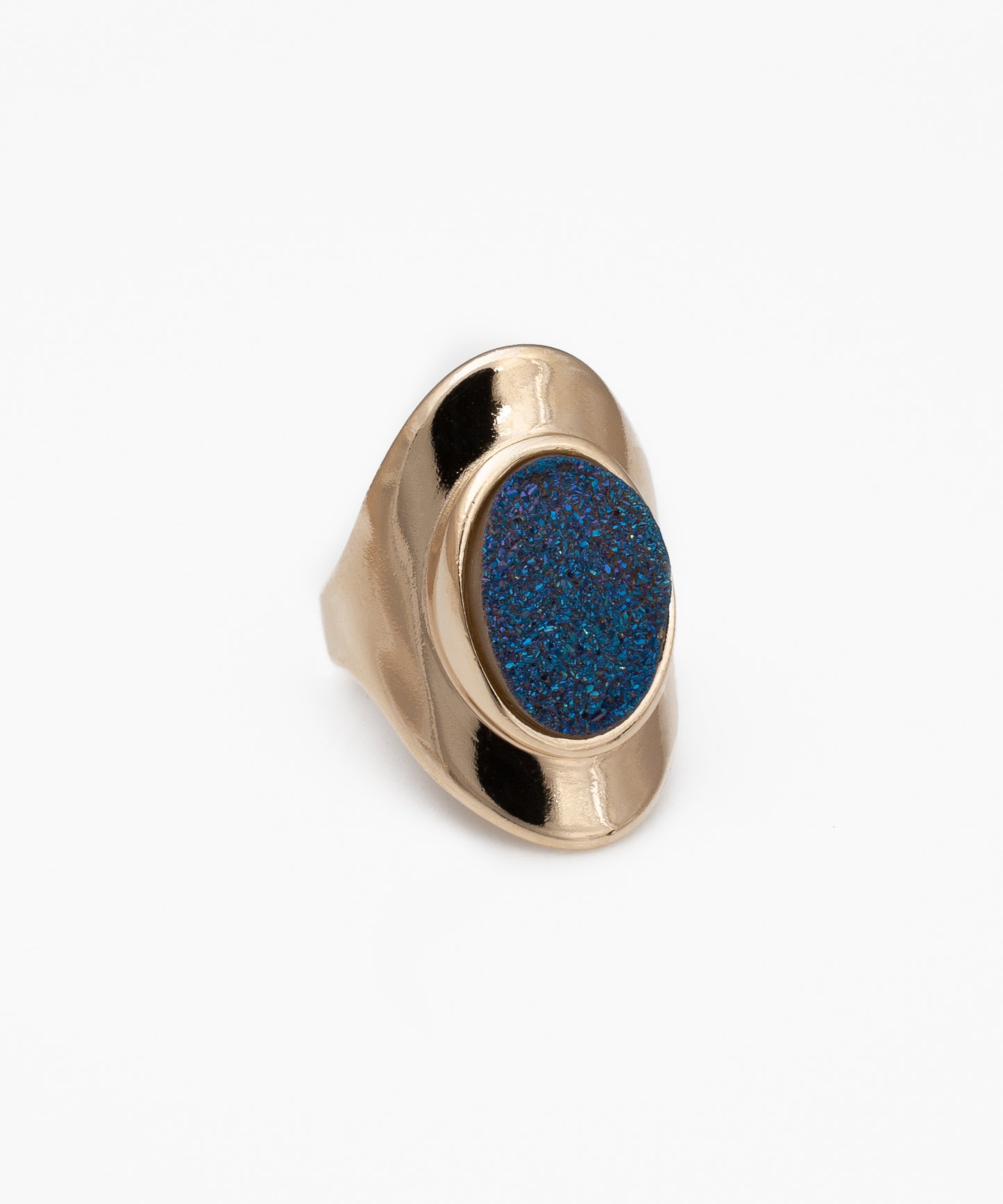 Anillo KATA Drusa Metalizada azul y Baño Oro 18k