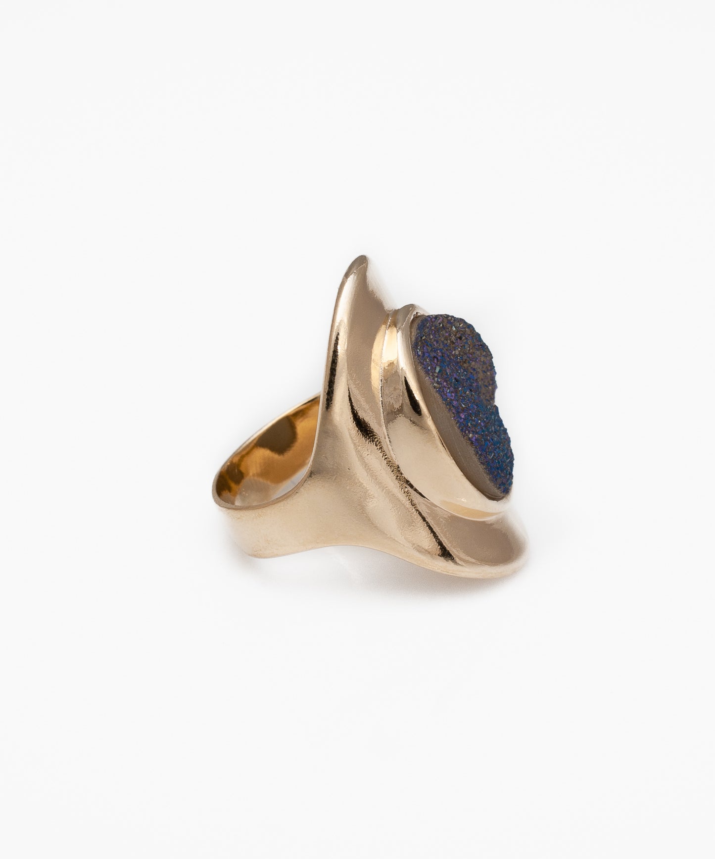 Anillo KATA Drusa Metalizada azul y Baño Oro 18k