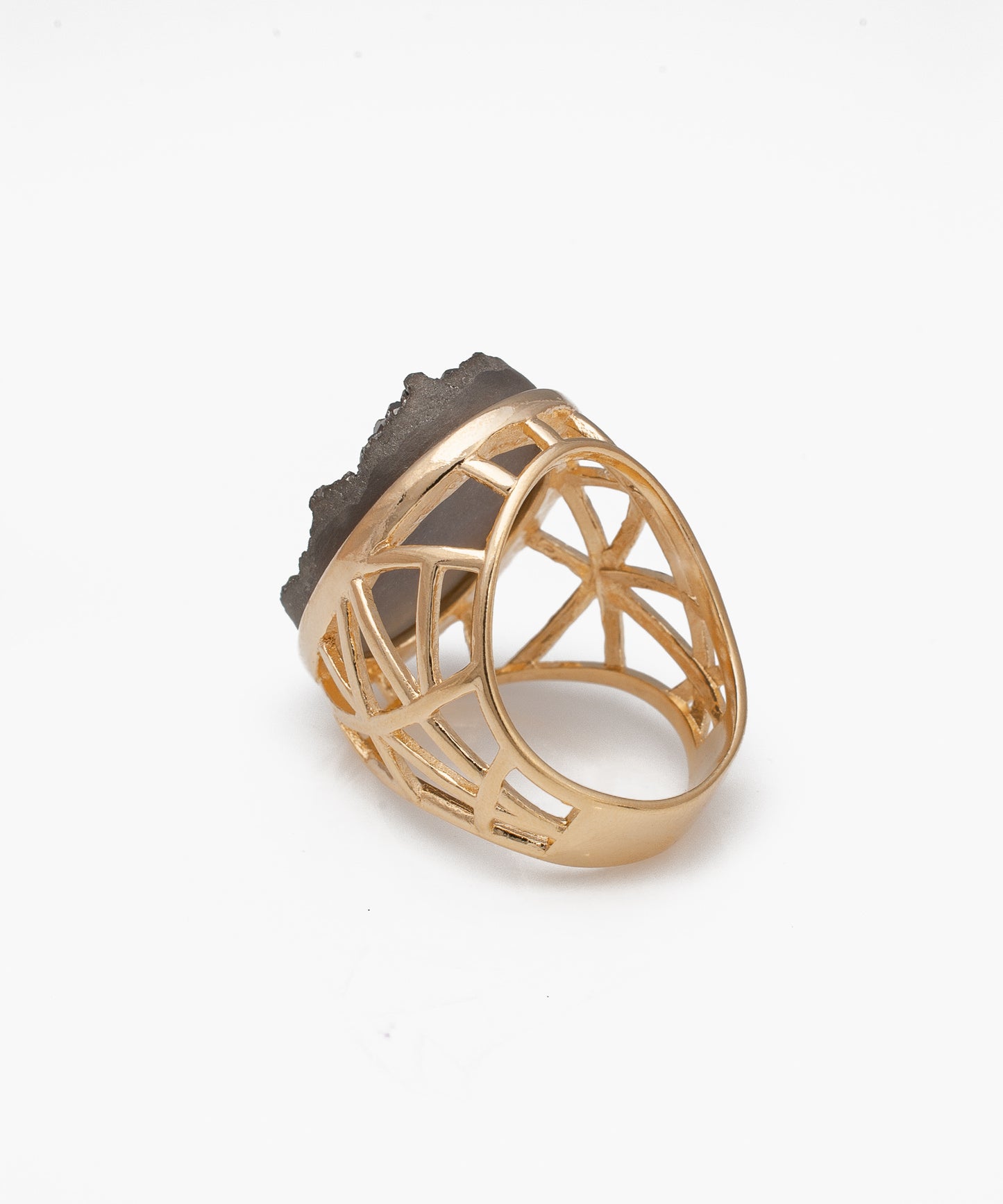 Anillo KALOS Drusa Metalizada Titanio y Baño Oro 18k