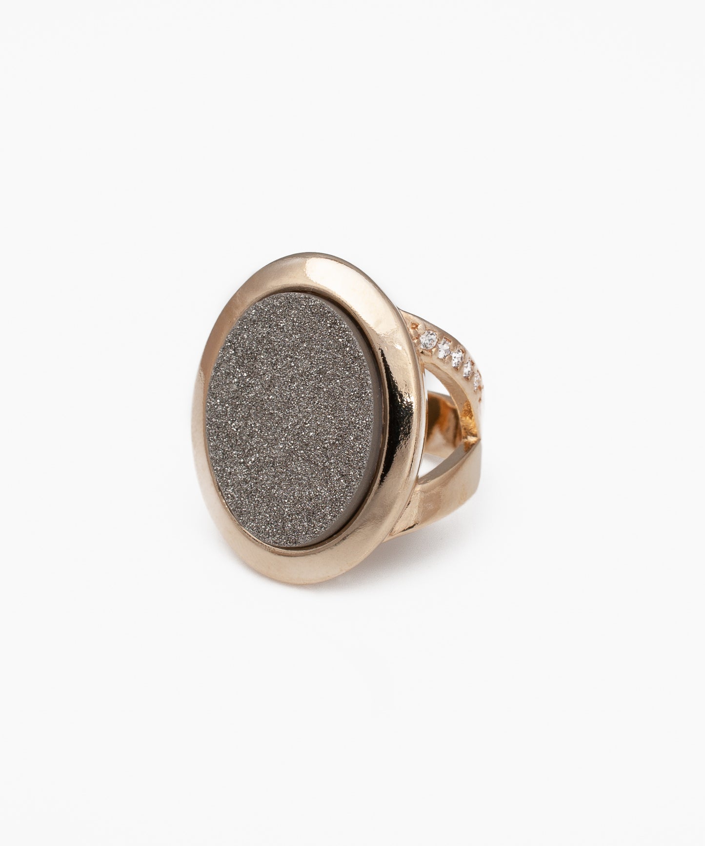 Anillo HALOS Drusa Metalizada Titanio y Baño Oro 18k