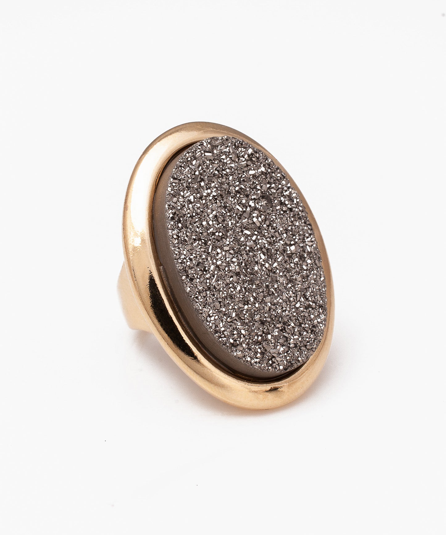 Anillo GEA Drusa Metalizada Titanio y Baño Oro 18k