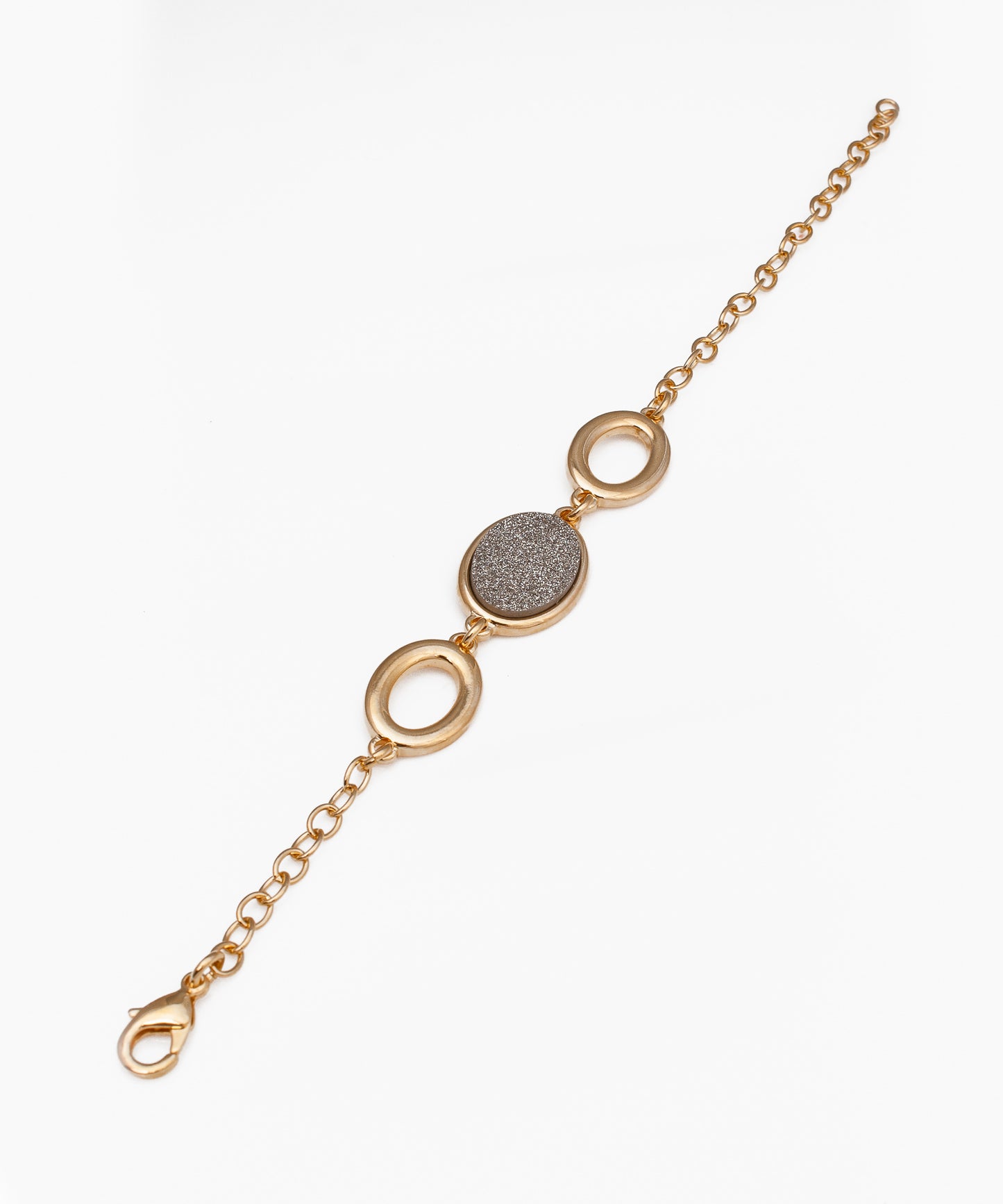 Pulsera BATHUS Drusa Metalizada Titanio y Baño Oro 18k