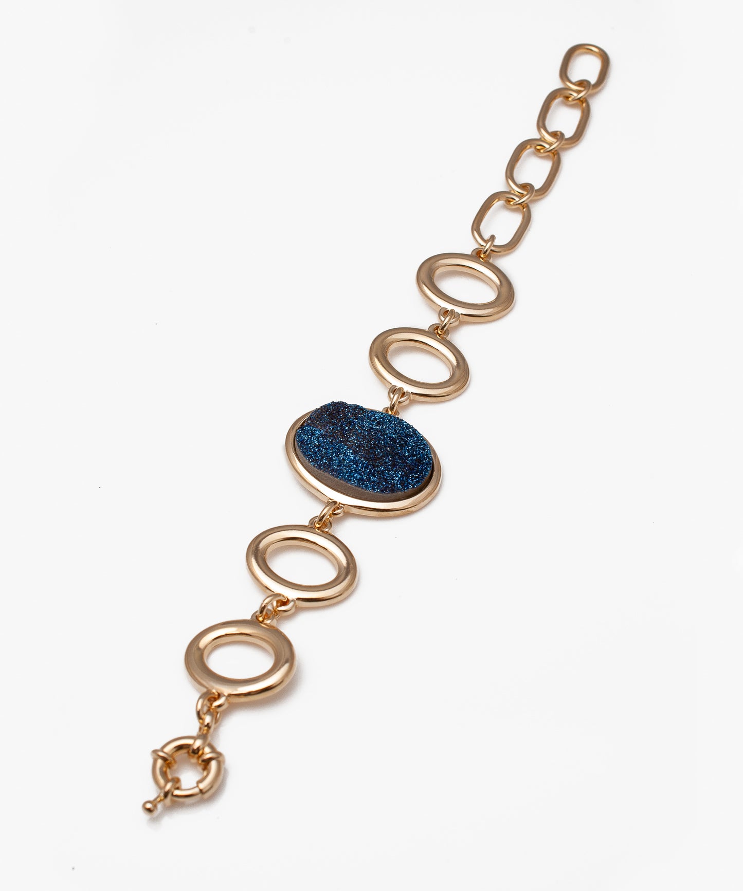 Pulsera KHRONOS Drusa Metalizada azul y Baño Oro 18k