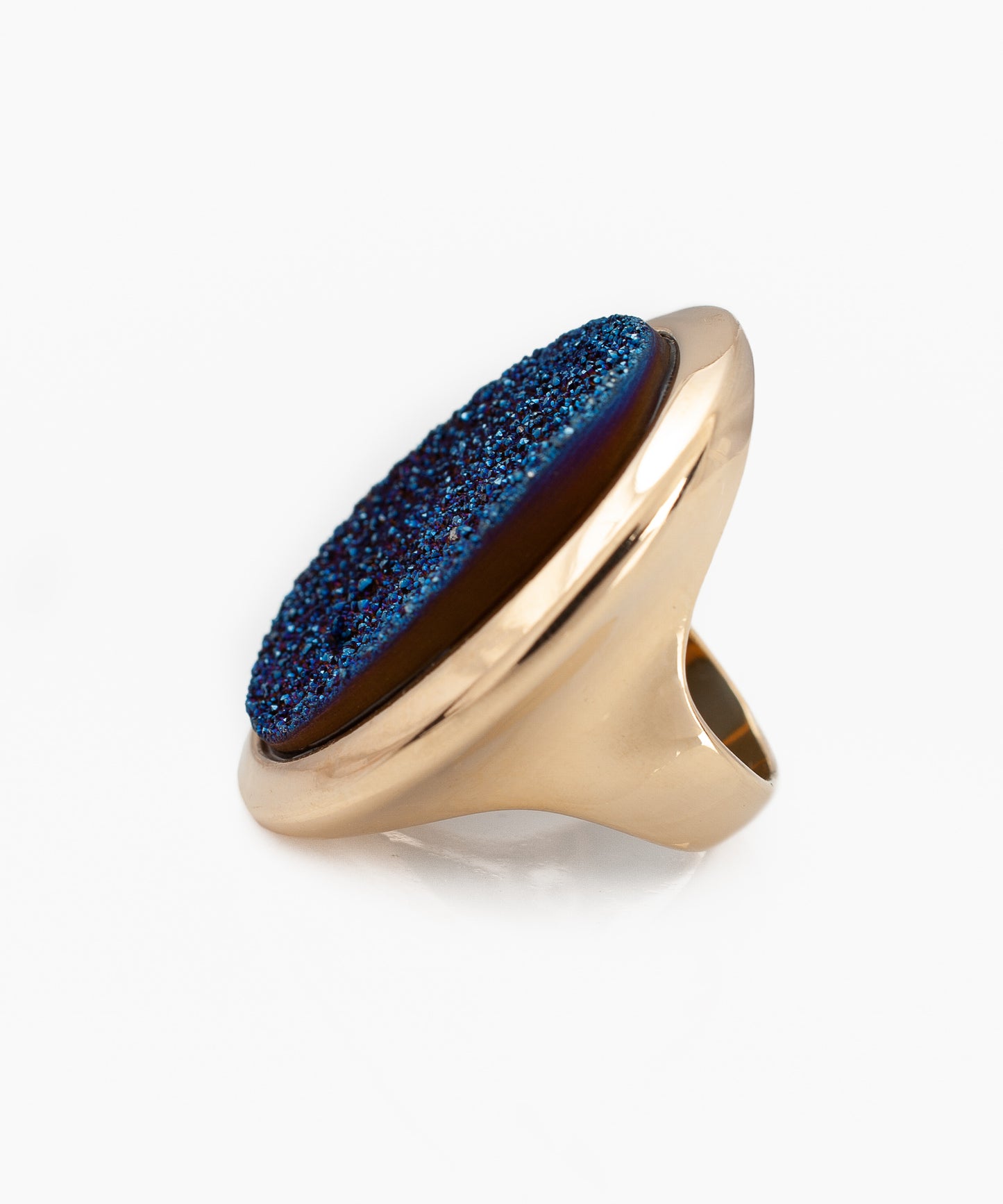 Anillo GEA Drusa Metalizada azul y Baño Oro 18k