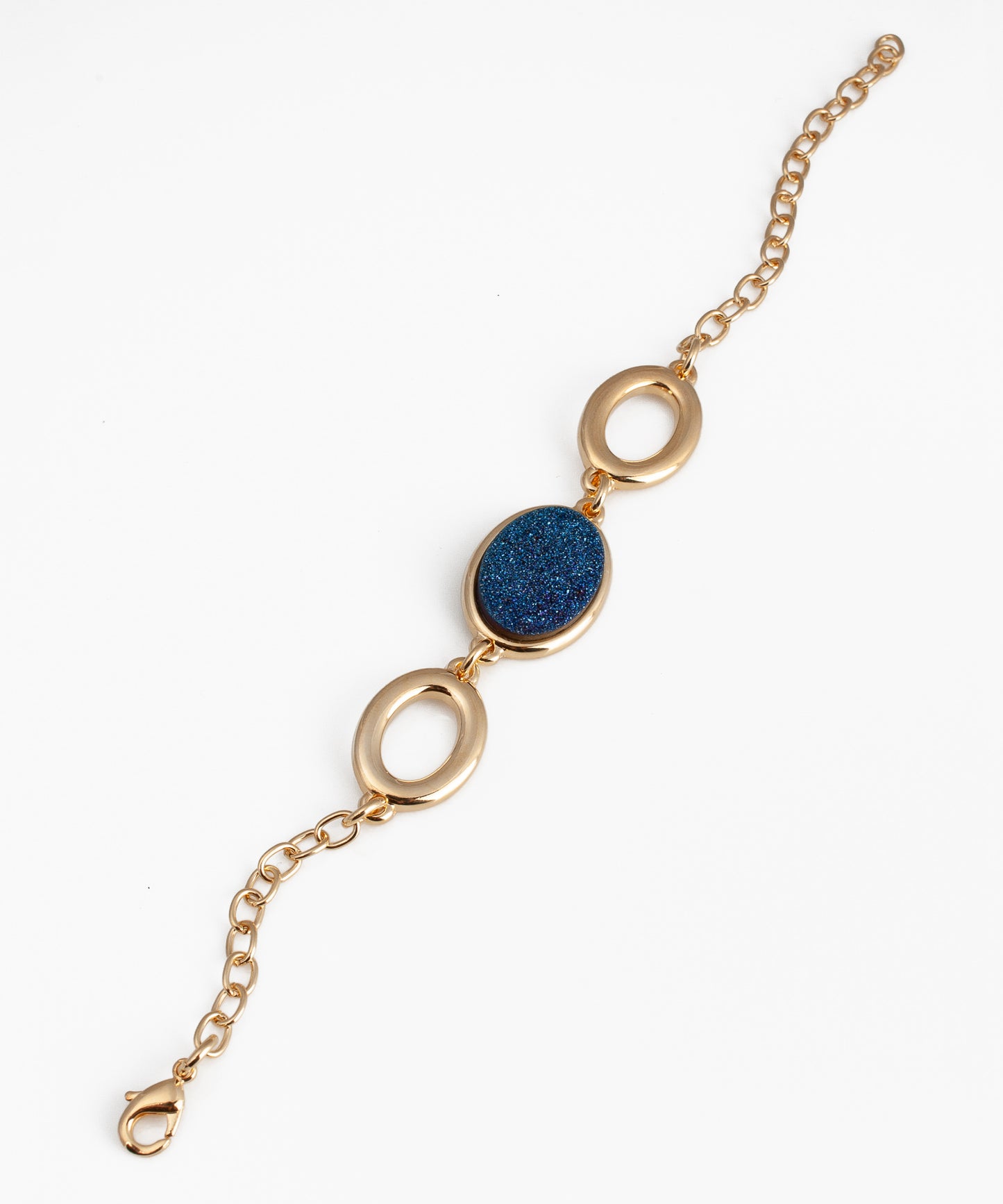 Pulsera BATHUS Drusa Metalizada azul y Baño Oro 18k