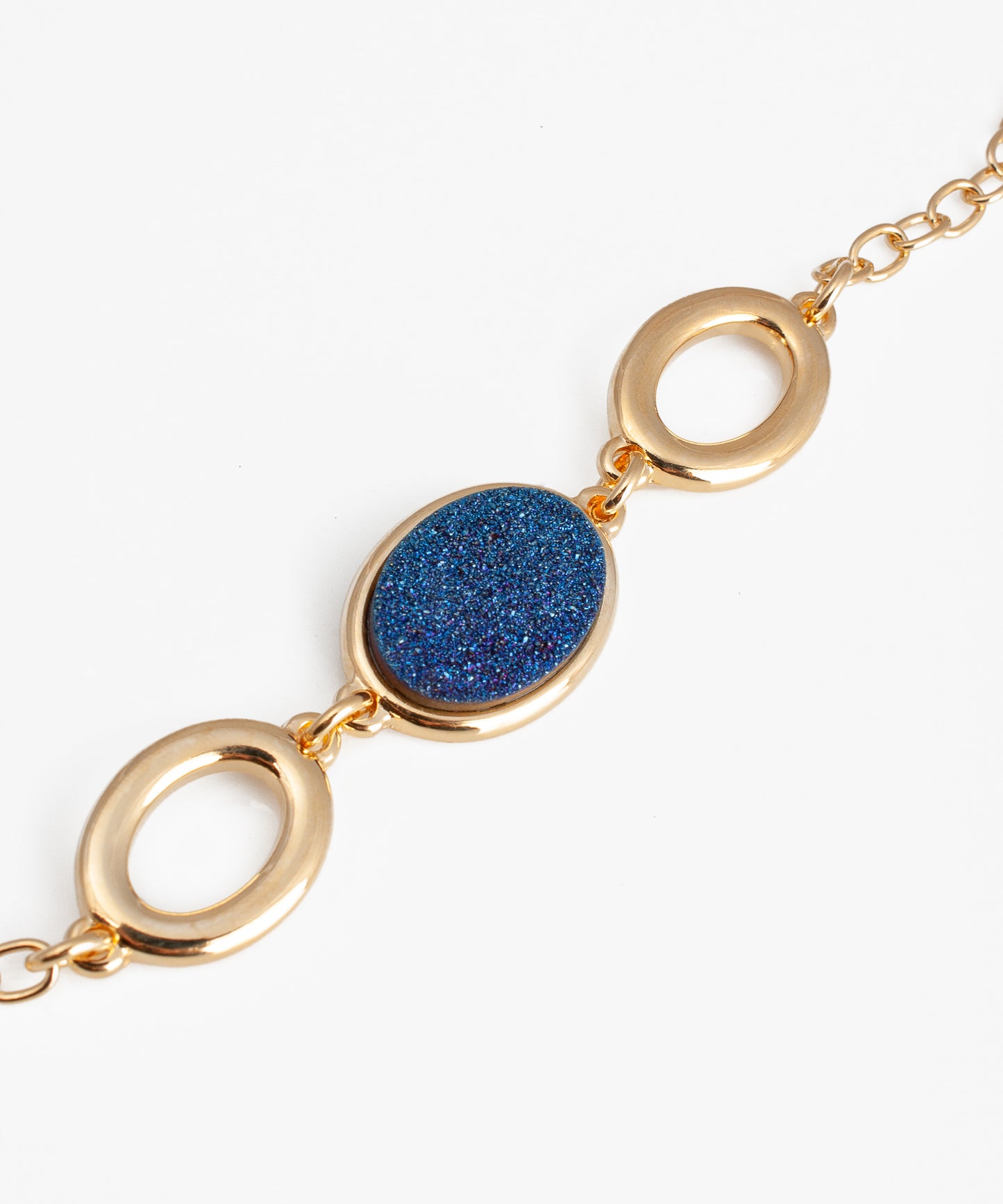 Pulsera BATHUS Drusa Metalizada azul y Baño Oro 18k