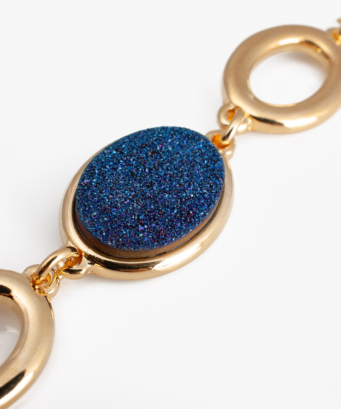 Pulsera BATHUS Drusa Metalizada azul y Baño Oro 18k