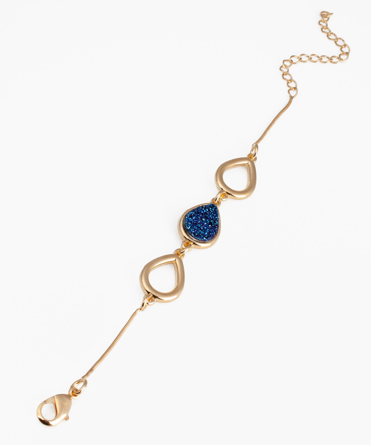 Pulsera HUDÔR Drusa Metalizada azul y Baño Oro 18k