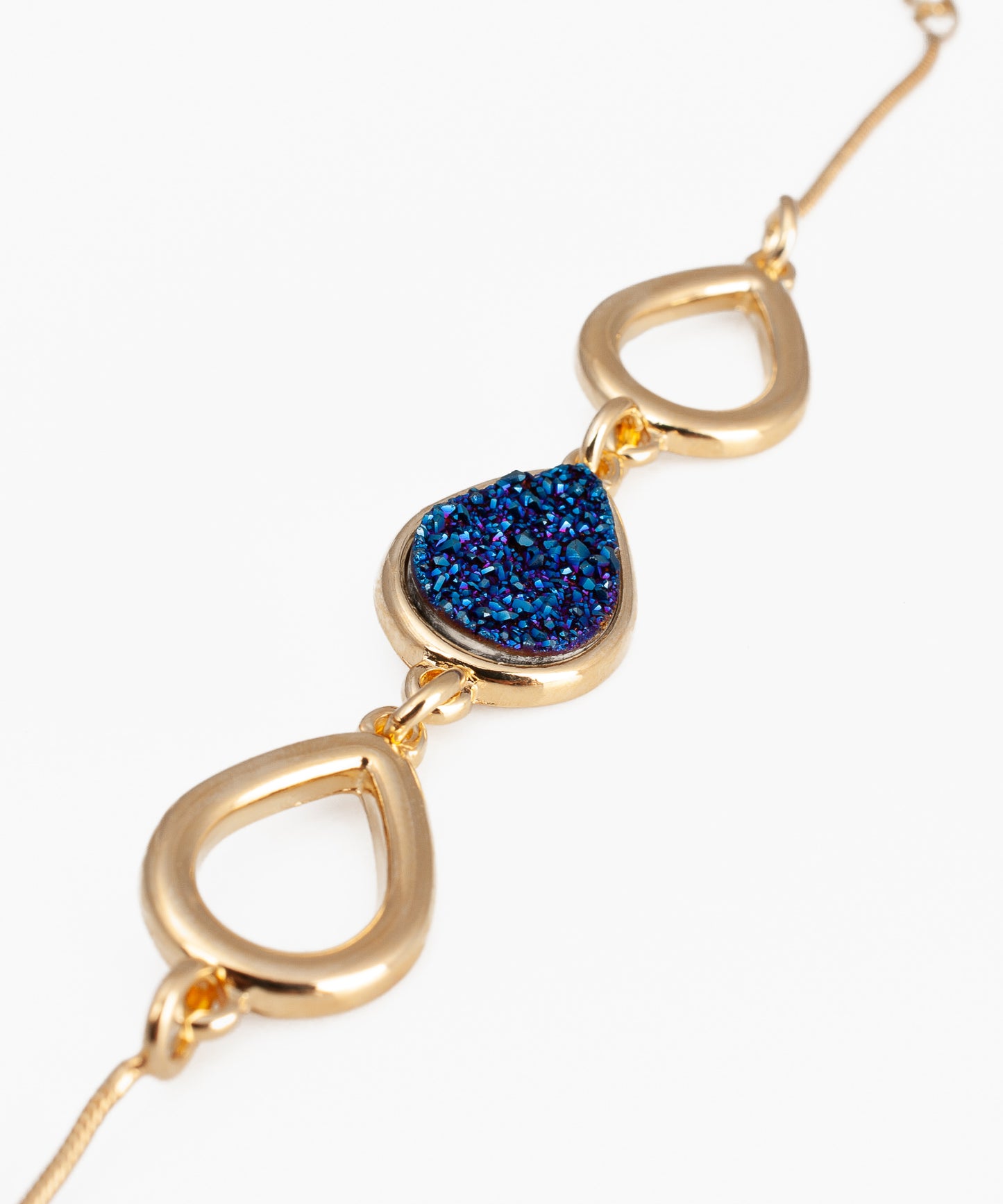 Pulsera HUDÔR Drusa Metalizada azul y Baño Oro 18k