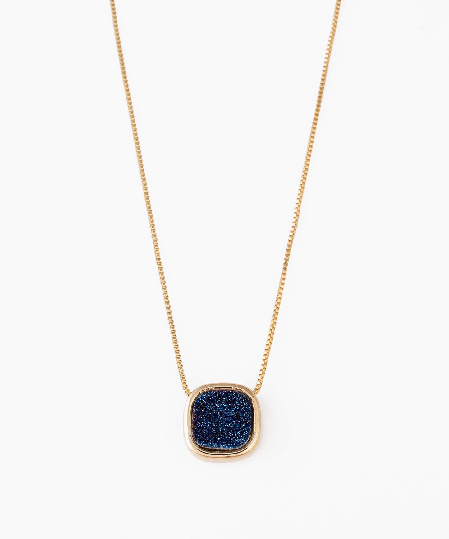 Collar VIDERE Drusa Metalizada azul y Baño Oro 18k