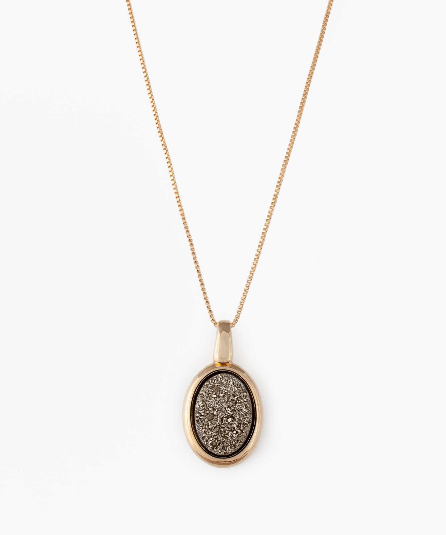 Collar VERUS Drusa Metalizada Titanio y Baño Oro 18k
