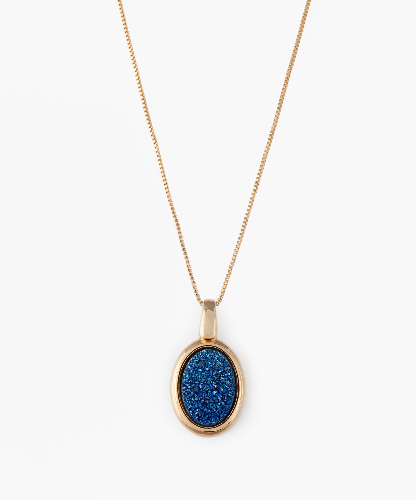 Collar VERUS Drusa Metalizada azul y Baño Oro 18k