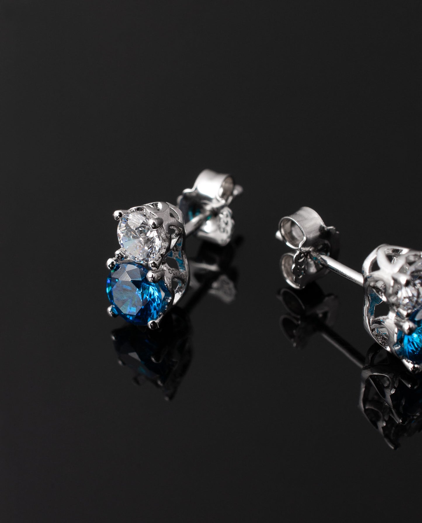 Aros HÉLÈNE Plata Italiana 925 Rodinada (azul)