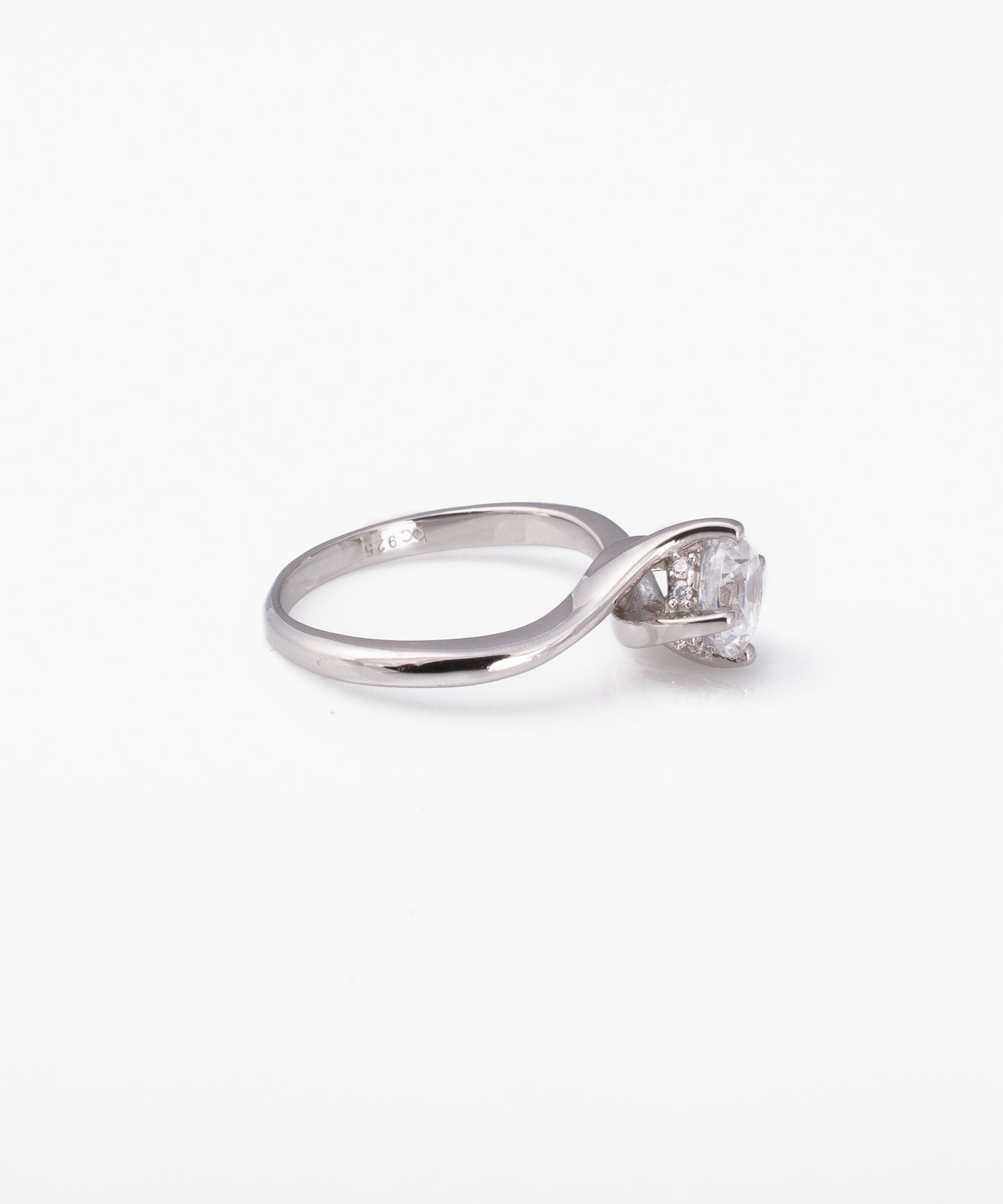 Anillo solitario TU Y YO Plata Italiana 925 Rodinada 6mm