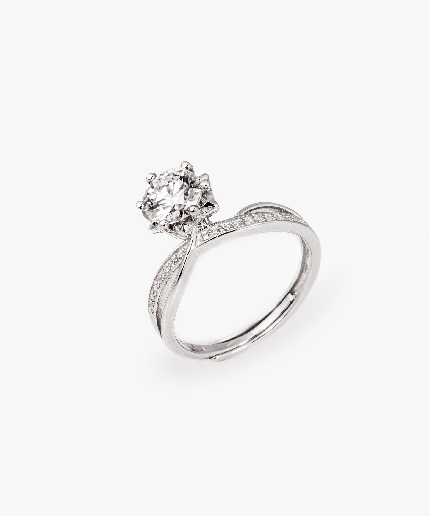 Anillo solitario DENÉBOLA Plata 925 con Moissanita de 1 Quilates