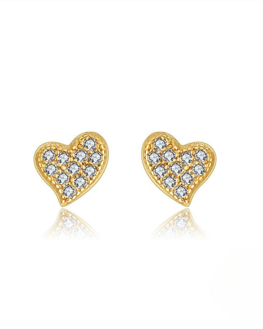 Aros de Plata 925 Bañados en Oro 14K yCristales Blancos . Tamaño 6mm