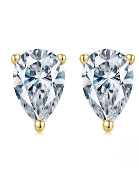 Aros de Plata 925 Bañados en Oro de 14 K y Cristal Swarovski de 4x6mm